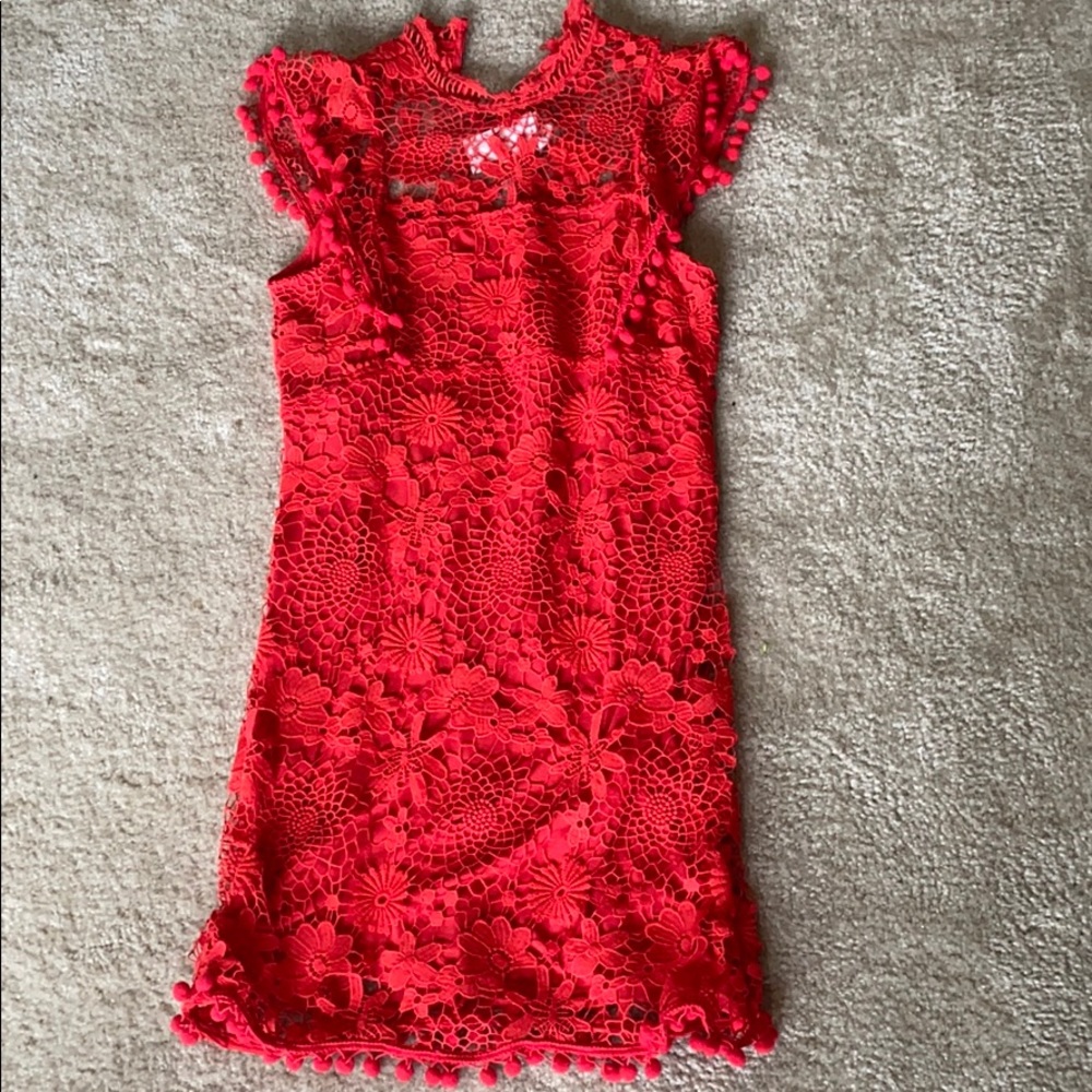 Red Crochet and Tassel Dress